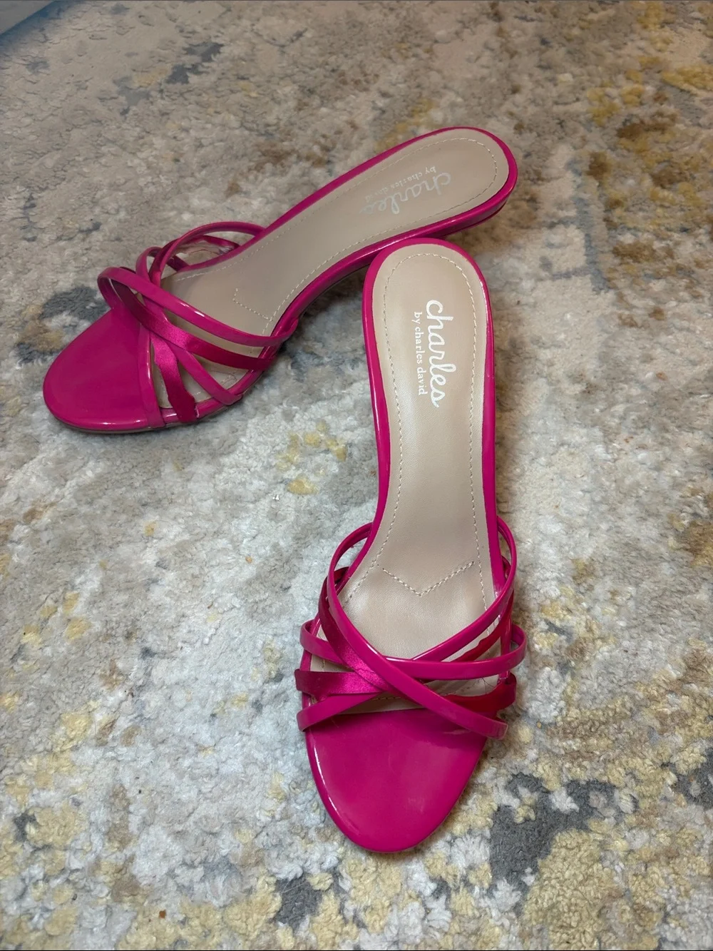 Hot Pink Strappy Kitten Heels